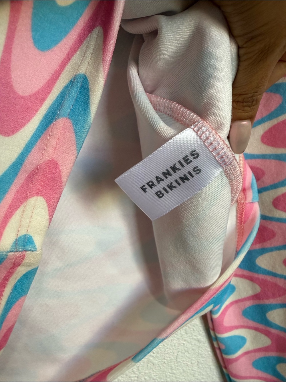 Frankies Bikinis Cheri Terry Cardigan S Pink Blue Groovy Y2K Cropped - Picture 5 of 11